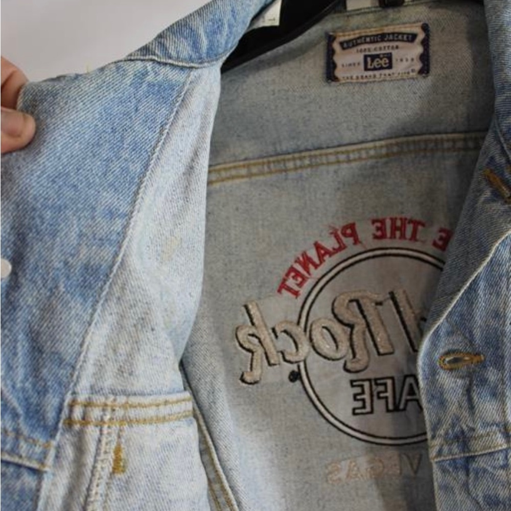 Vintage Large Hard Rock Cafe Lee Jean Jacket - Picture 2 of 12